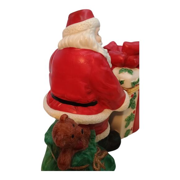 Partylite Santa Claus Bag Of Toys Present Candle Holder-Trinket Box Ceramic - Picture 2 of 11